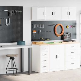 Garage Cabinets 2 pcs White Engineered Wood