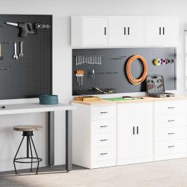 Garage Cabinets 2 pcs White Engineered Wood