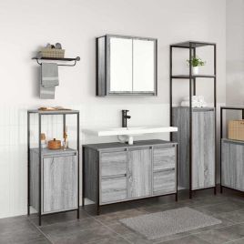 3-Piece Bathroom Furniture Set in Grey Sonoma Engineered Wood