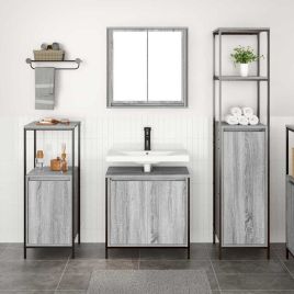 3 Piece Bathroom Furniture Set in Grey Sonoma Engineered Wood