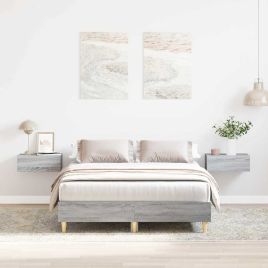 Bedframe Grey Sonoma 140x190cm Engineered Wood