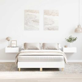 Bedframe White 135x190cm Double Engineered Wood