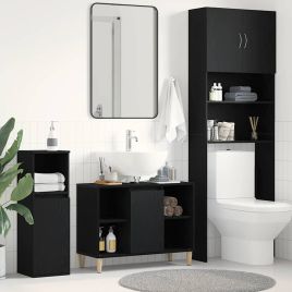 Sink Cabinet Black Oak 80x33x60 cm Engineered Wood