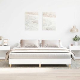 Bedframe White 200x200cm Engineered Wood