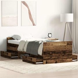 Bedframe Old Wood 100x200cm Engineered Wood