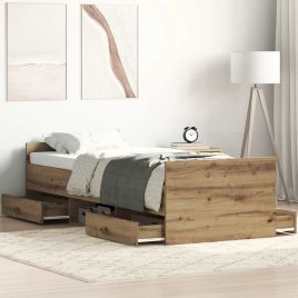 Bedframe Artisan Oak 90x190cm Single Engineered Wood