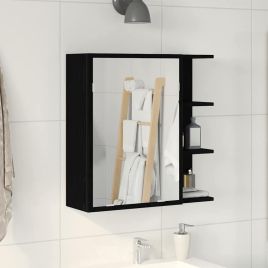 Black Oak Bathroom Mirror Cabinet - 62.5 x 20.5 x 64 cm - Made of Engineered Wood
