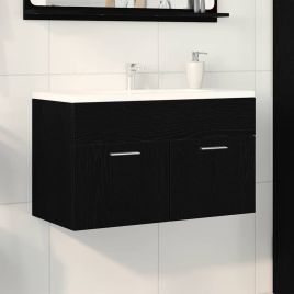 Bathroom Sink Cabinet Black Oak 90x38,5x46 cm Engineered Wood