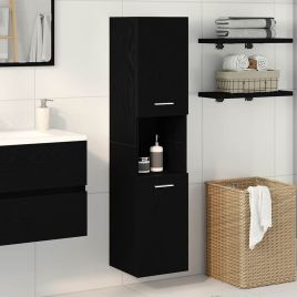 Black Oak Bathroom Wall Cabinet, 30x30x130 cm, Made from Engineered Wood