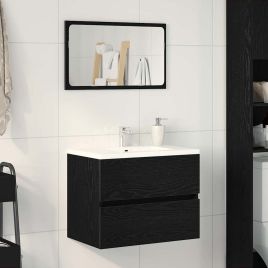 Sink Cabinet Black Oak 60x38,5x45 cm Engineered Wood