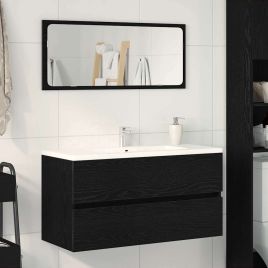 Sink Cabinet Black Oak 90x38,5x45 cm Engineered Wood