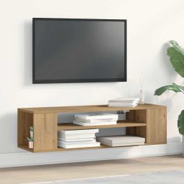Wall Mounted TV Cabinet in Artisan Oak - 100x30x26.5 cm, Made from Engineered Wood