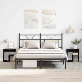 Bedside Tables Set of 2 Black Oak Engineered wood 40x30x40