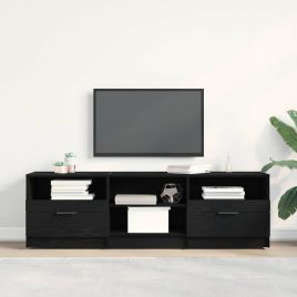 TV Cabinet Black Oak 150x33,5x45 cm Engineered Wood