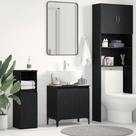 Sink Cabinet Black Oak 58x33x60 cm Engineered Wood