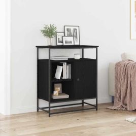 Sideboard Black Oak 69x35x80 cm Engineered Wood and Steel