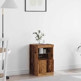 Sideboard with LED Lights Old Wood 41x37x67 cm