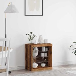 Sideboard with LED Lights Old Wood 60,5x37x67 cm