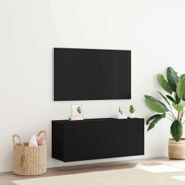 TV Wall Cabinet Black Oak 100x30x41 cm Engineered Wood