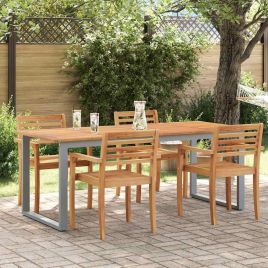 HAPARK Garden Dining Table 200x90x75 cm Acacia Wooden - Grey