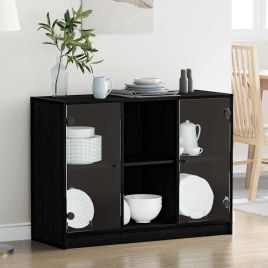 Sideboard Black Oak 102x37x75,5 cm Engineered Wood