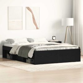 Bedframe Black Oak 120x190cm Engineered Wood