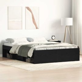 Bedframe Black Oak 140x190cm Engineered Wood