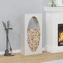 Firewood Rack White 50x23x100 cm Cold-rolled steel