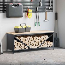 Firewood Rack with Wooden Top Anthracite 100.5x35.5x40 cm