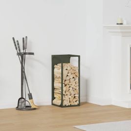 Firewood Rack Olive Green 25x25x60 cm Cold-rolled steel