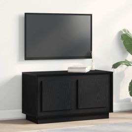 TV Cabinet Black Oak 80x35x45 cm Engineered Wood