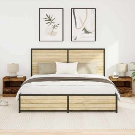 Bedside Cabinets with LED Lights 2 pcs Old Wood 50x40x45 cm