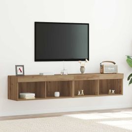 TV Wall Cabinets with LED Lights 2 pcs Artisan Oak 80x30x30 cm