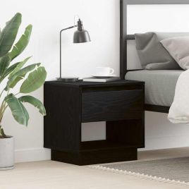 Bedside Cabinet Black Oak 45x34x48 cm Engineered Wood