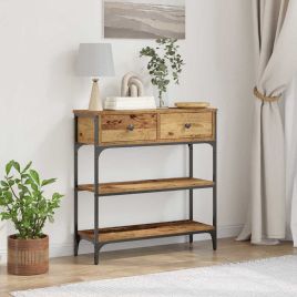 Console Table Old Wood 72,5x25x75 cm Engineered Wood & Steel