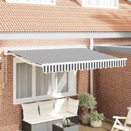 ERABRO Retractable Awning Manual Anthracite and 350x200 cm - White