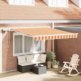 Manual Retractable Awning with LED in Yellow and Orange 350x250 cm