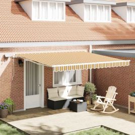 DAEMERE Retractable Awning Multicolour 400x300 cm and Steel Fabric