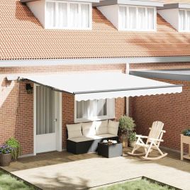 Manual Retractable Awning with LED White 400x350 cm