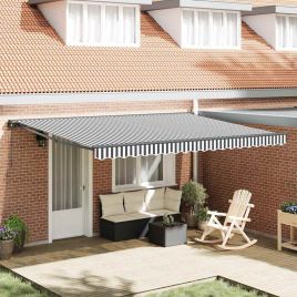 DENEST Retractable Awning Manual Anthracite and 450x300 cm - White