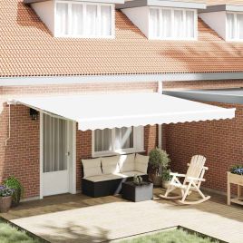 Manual Retractable Awning White 450x300 cm