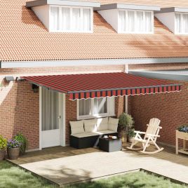 MILHAL Retractable Awning Manual and brown 450x350 cm Fabric - Orange