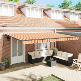 DEAWOD Retractable Awning Manual and Orange 500x300 cm - Yellow