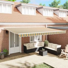 Manual Retractable Awning Green and Yellow 500x350 cm