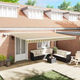 Manual Retractable Awning with LED Green and Yellow 500x350 cm