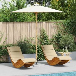 ELASH Garden Parasol Cream Dia 240x260 cm Bamboo - White