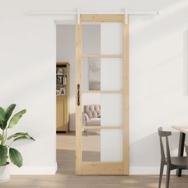 Sliding Door with Hardware Set "ORKDAL" Solid Wood & Glass