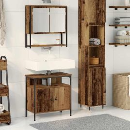 Bathroom Sink Cabinet with Built-in Basin Old Wood Engineered Wood