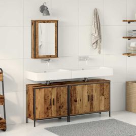 3 Piece Bathroom Furniture Set Old Wood Engineered Wood
