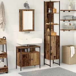 Bathroom Sink Cabinet with Built-in Basin Old Wood Engineered Wood